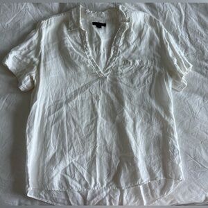 J. Crew V Neck White Linen Women's Top